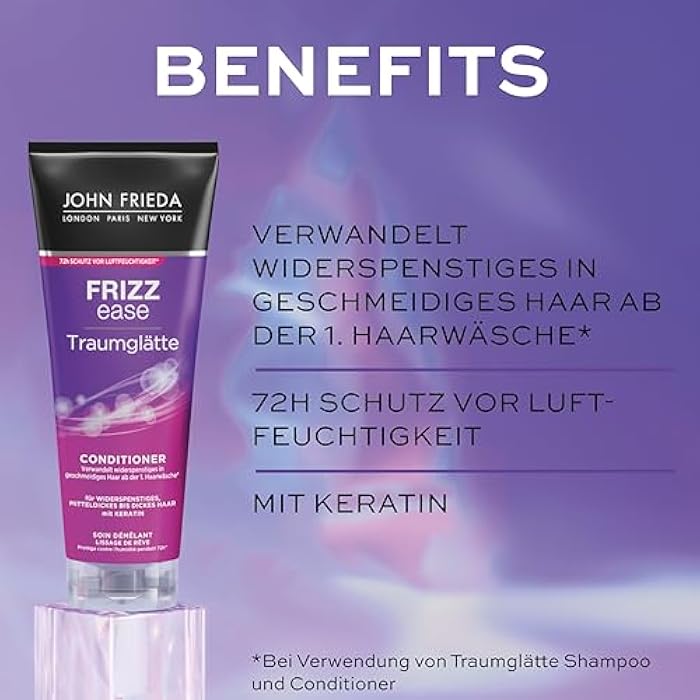 John Frieda - Frizz Ease Dream Smoothing Conditioner - Content: 250ml - Hair Straightening & 72h Moisture Protection with Keratin - For Unruly Medium to Thick Hair - 250ml - Image 4